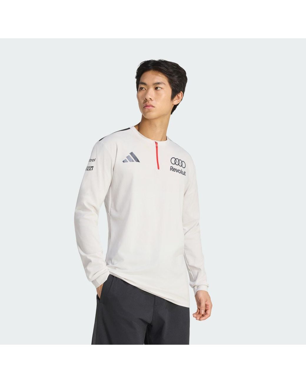 Adidas White Audi Revolut F1 Team Engineers &Amp; Marketing Long Sleeve Polo for men