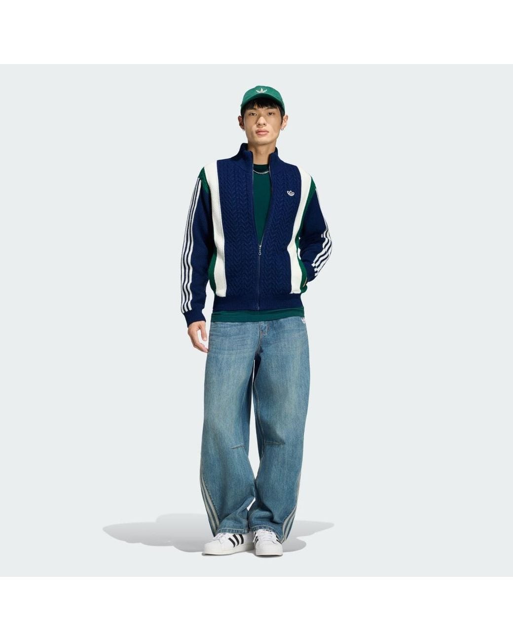 Adidas Blue Winter Club Knitted Zip Through Tracktop for men