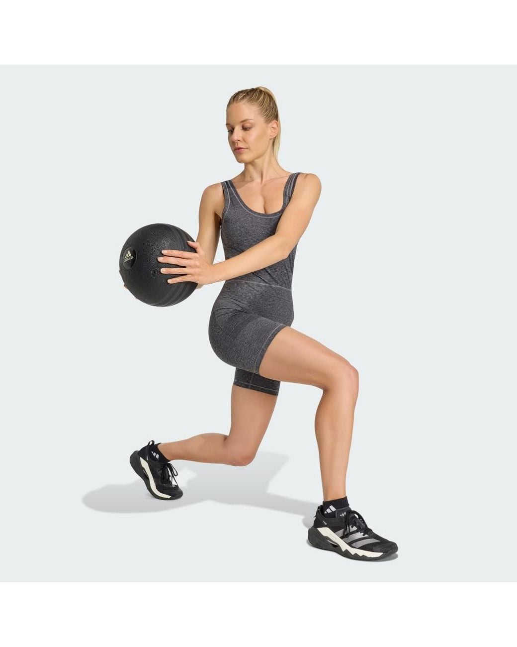 Adidas Gray Optime Essentials Workout Heather Onesie