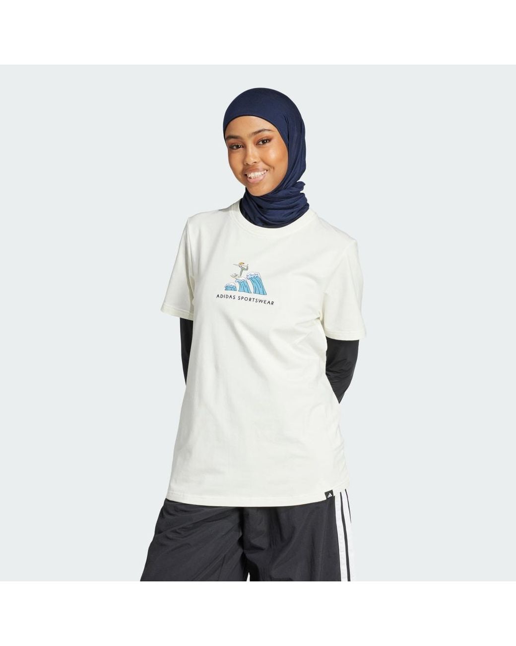 Adidas White Codes Doodle Surf Graphic Tee