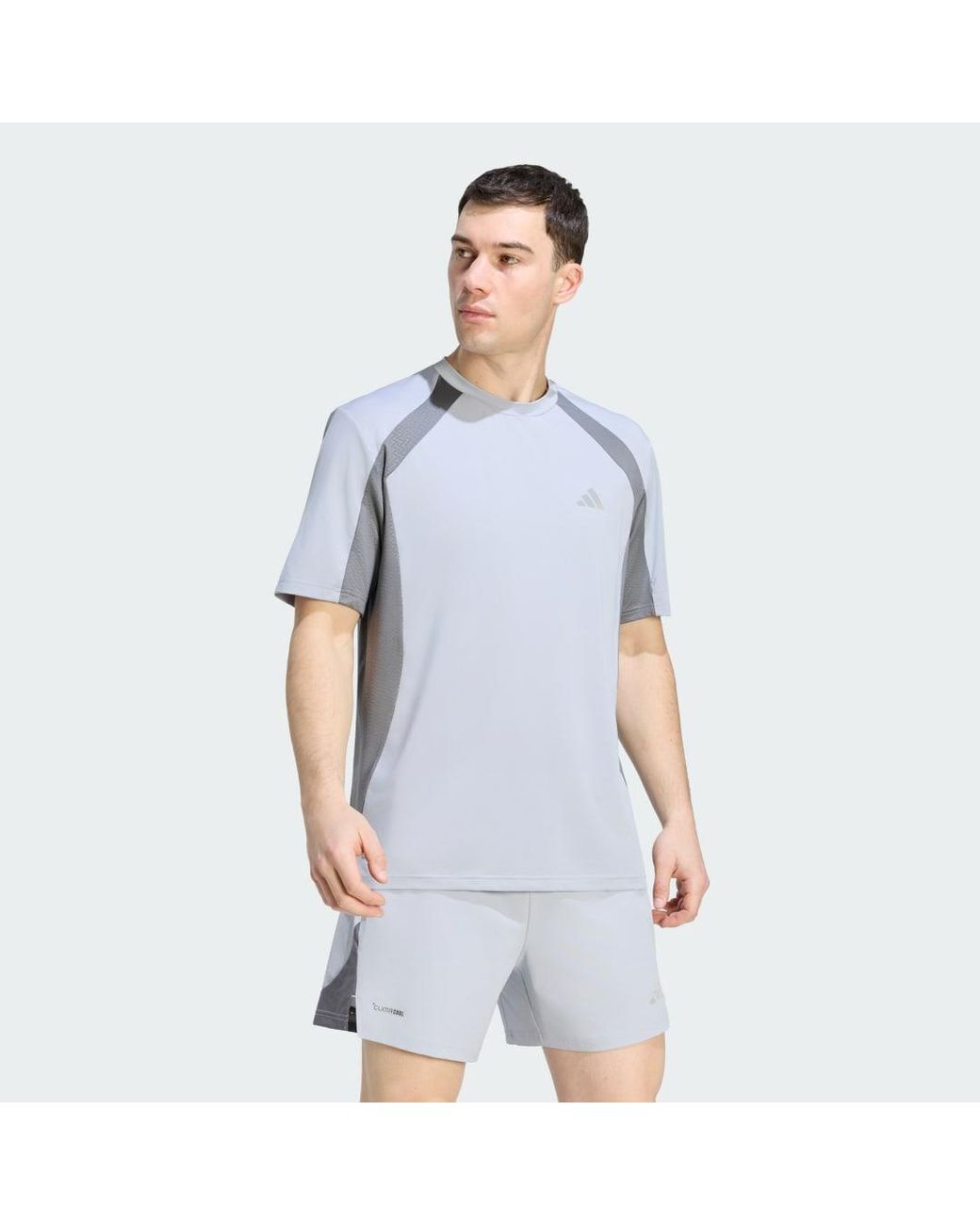 Adidas Blue Tech Apparel Colorblock T-Shirt for men