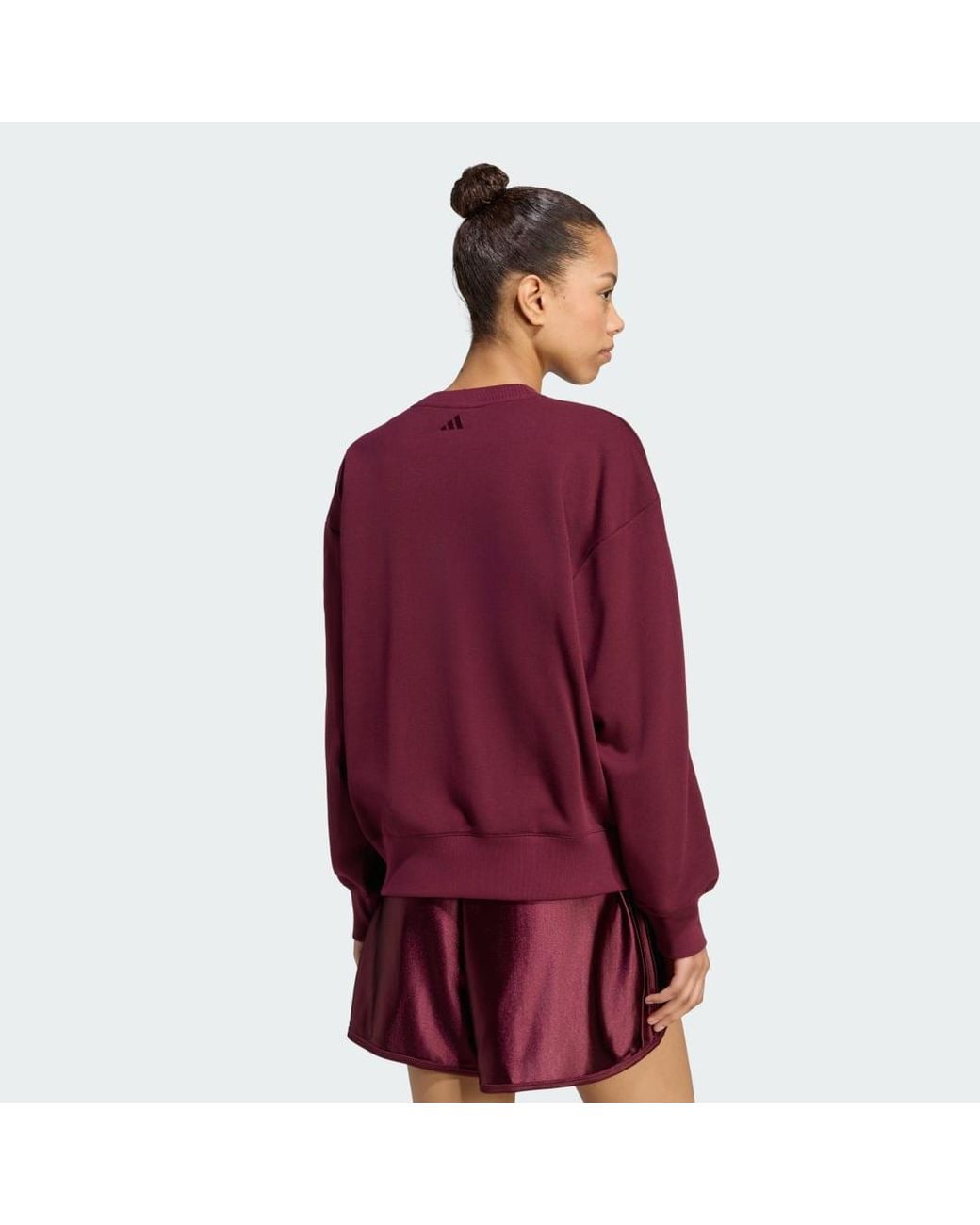 Adidas Red Seasonal Essentials Satin V-Neck Sweatshirt