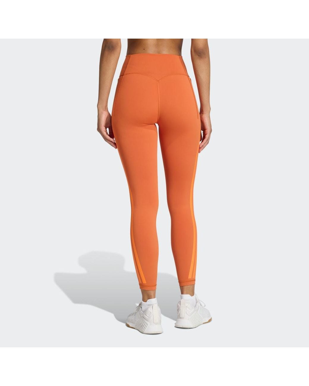Adidas Orange Optime Workout 3-Stripes 7/8 Leggings