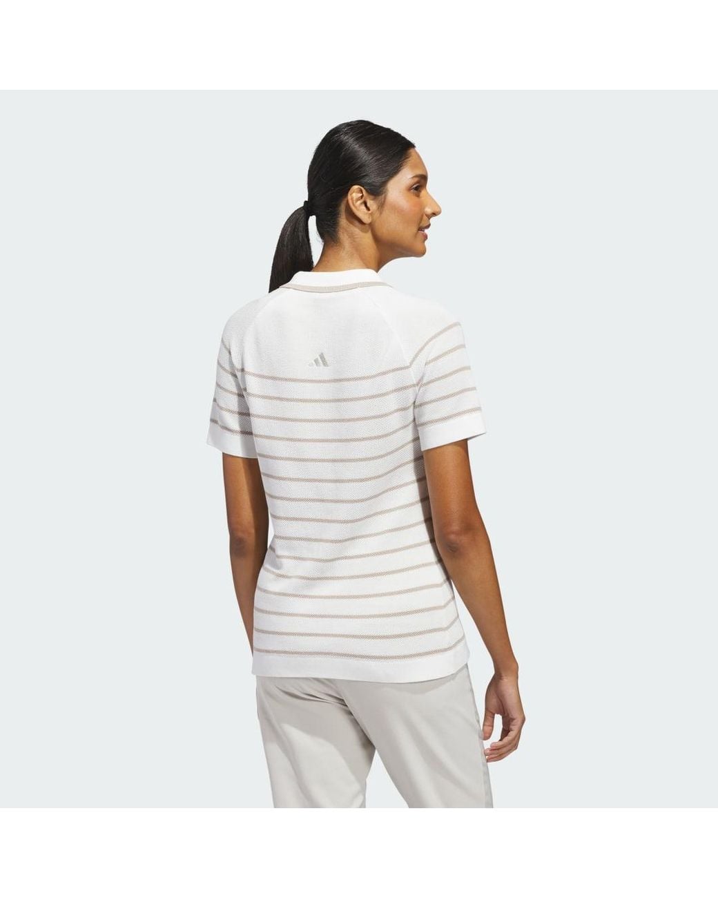 Adidas White Ultimate365+ Stripe Knit Polo