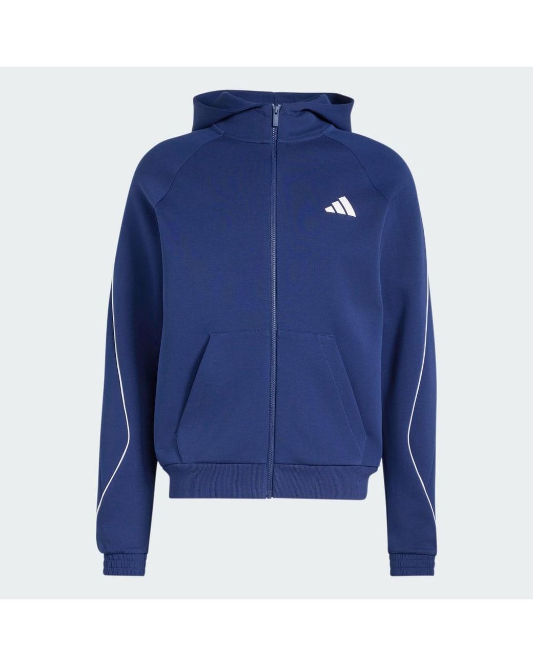 Adidas Blue Stadium Small Logo Full-Zip Hoodie Hoodies for men
