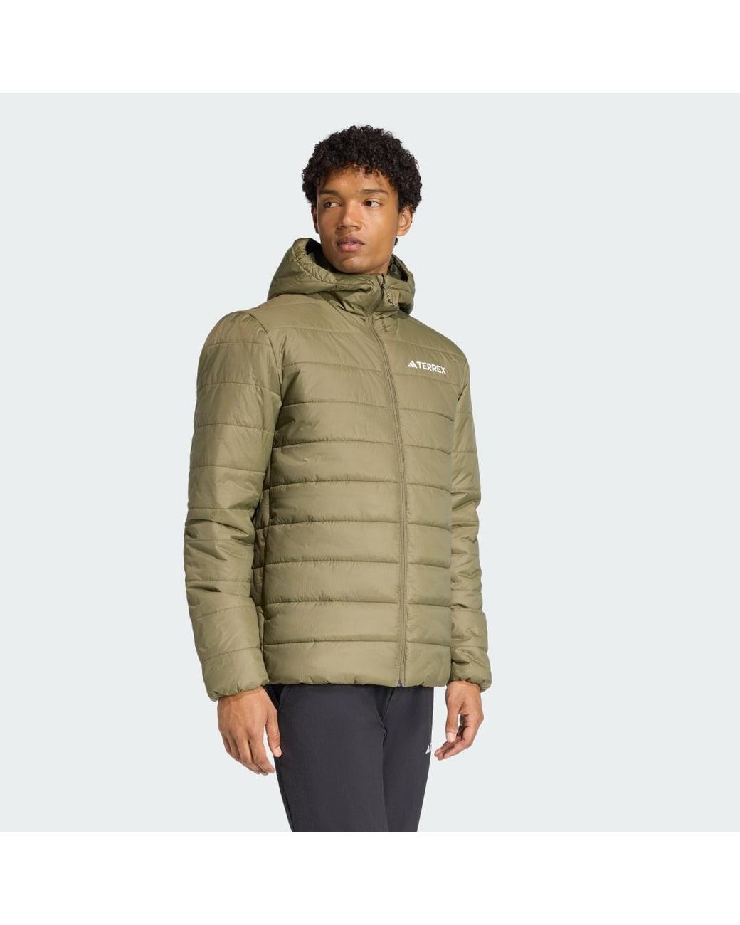 Adidas Green Terrex Multi Essentials Climawarm Insulated Hooded Jacket for men