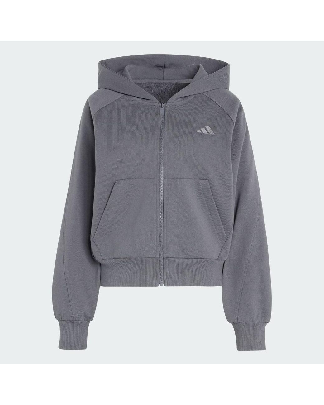 Adidas Originals Gray Adidas Kit Small Logo Full Zip Hoodie