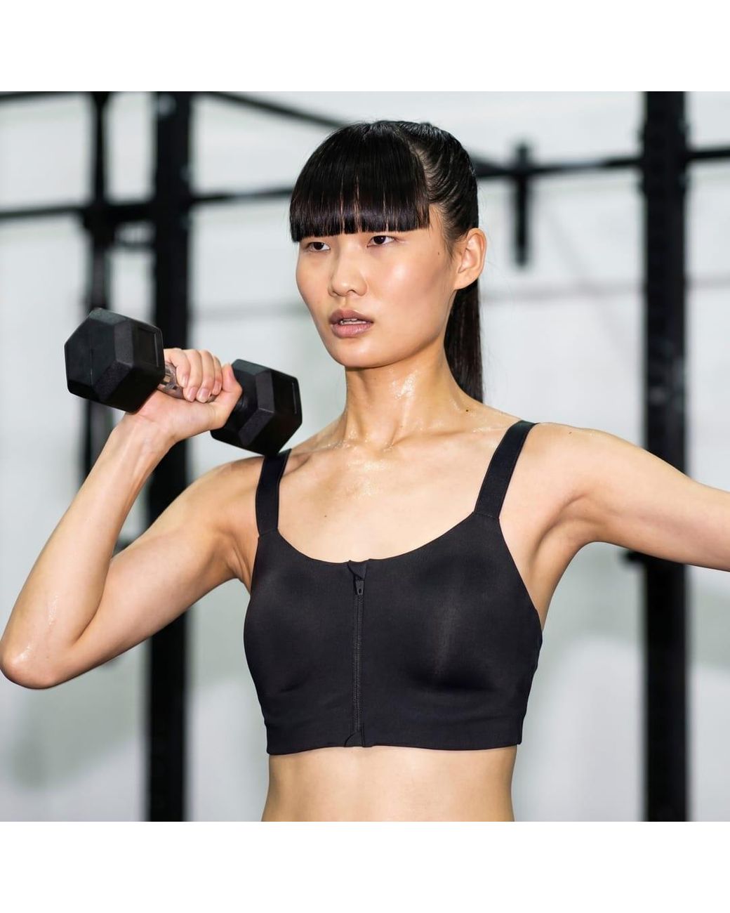 Adidas Blue Optimé High Support Zip Bra