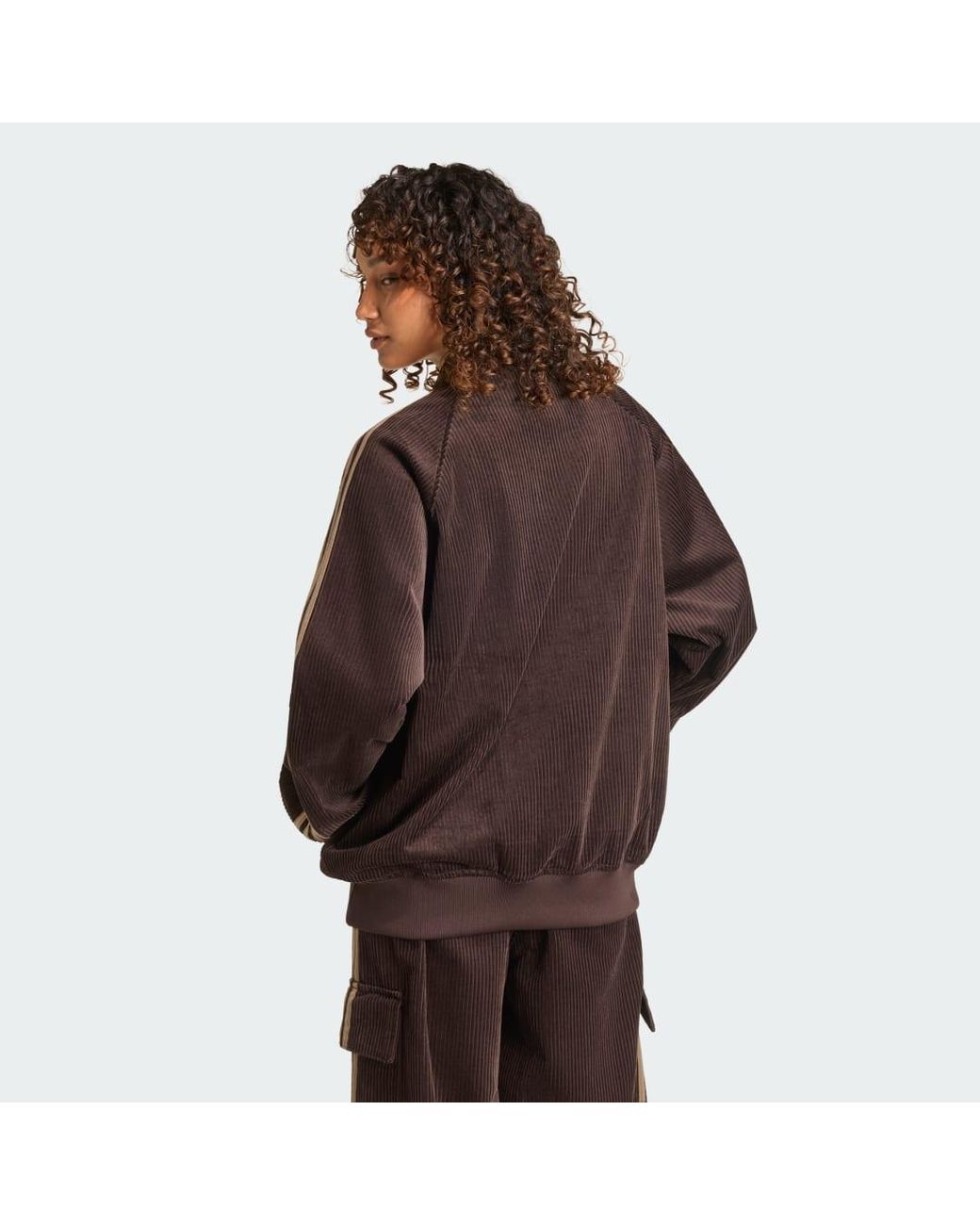Adidas Brown Corduroy Sst Oversized Track Top
