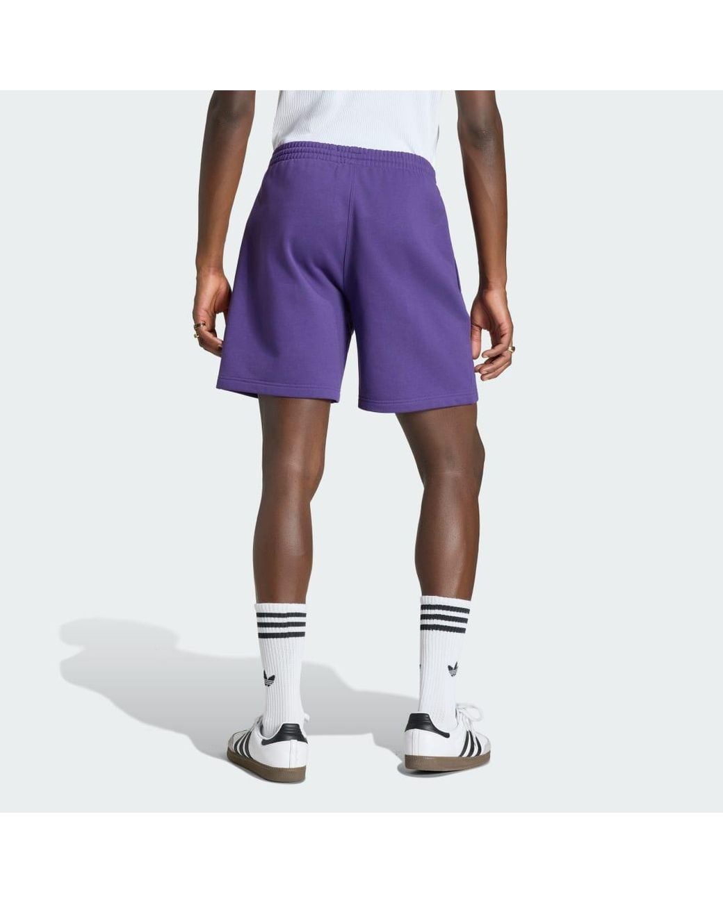 Adidas Purple Trefoil Essentials 7 Inch Fleece Shorts for men