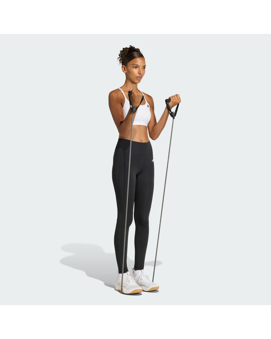 Adidas White Optime Essentials Workout Light Support Bra