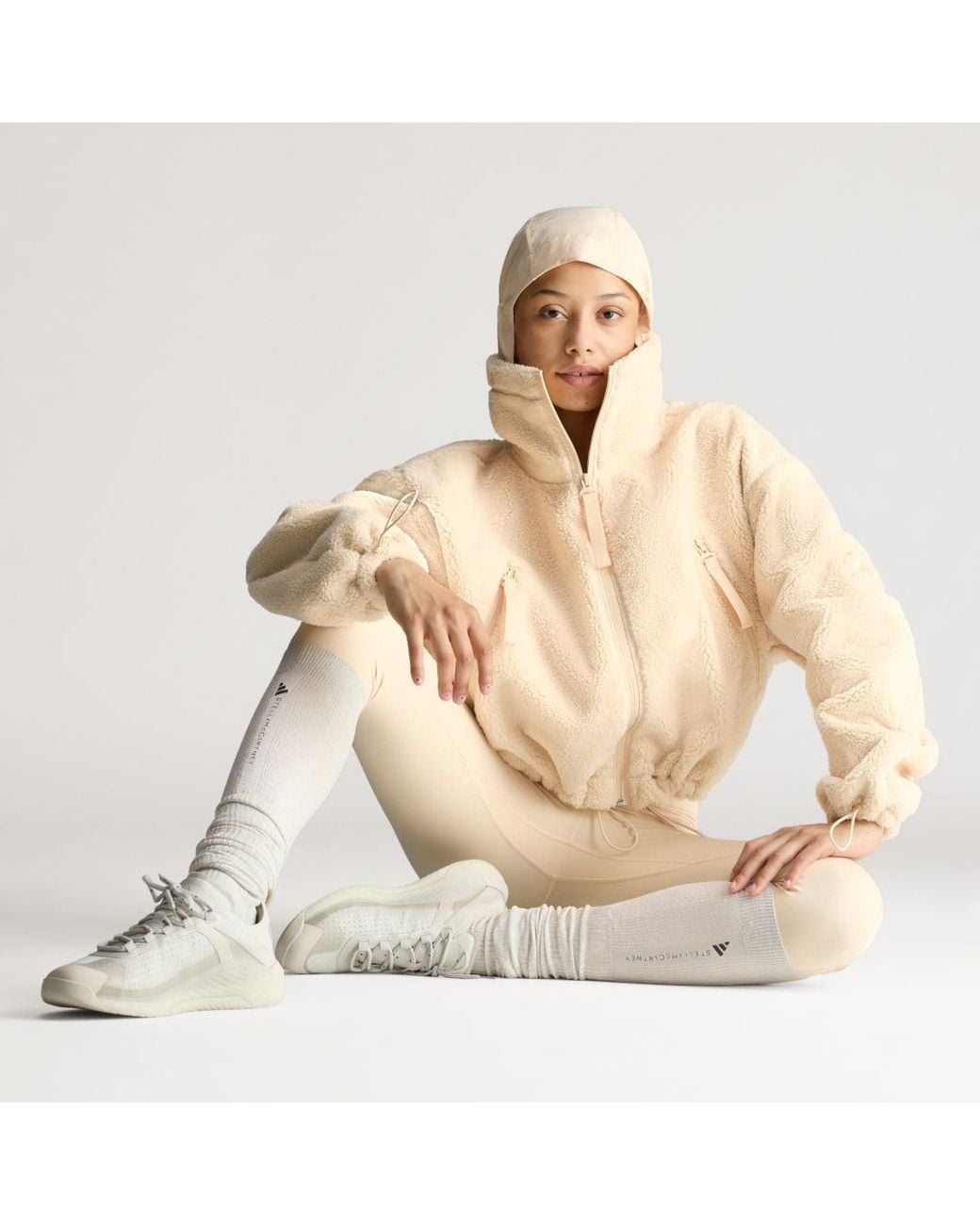 Adidas Natural By Stella Mccartney Full-Zip Winter Fleece Hooded Track Top
