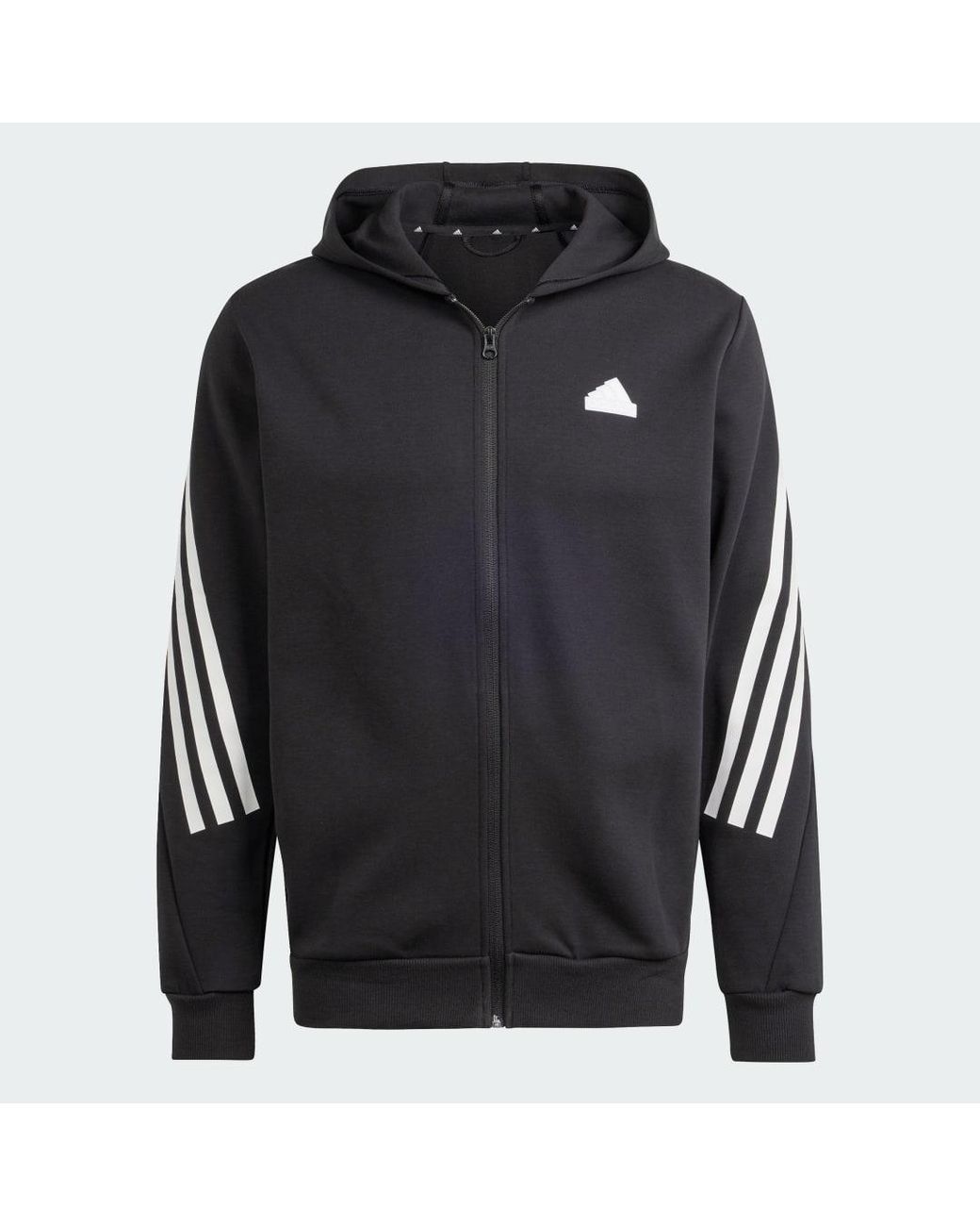 Adidas Black Future Icons 3-Stripes Full Zip Hoodie for men