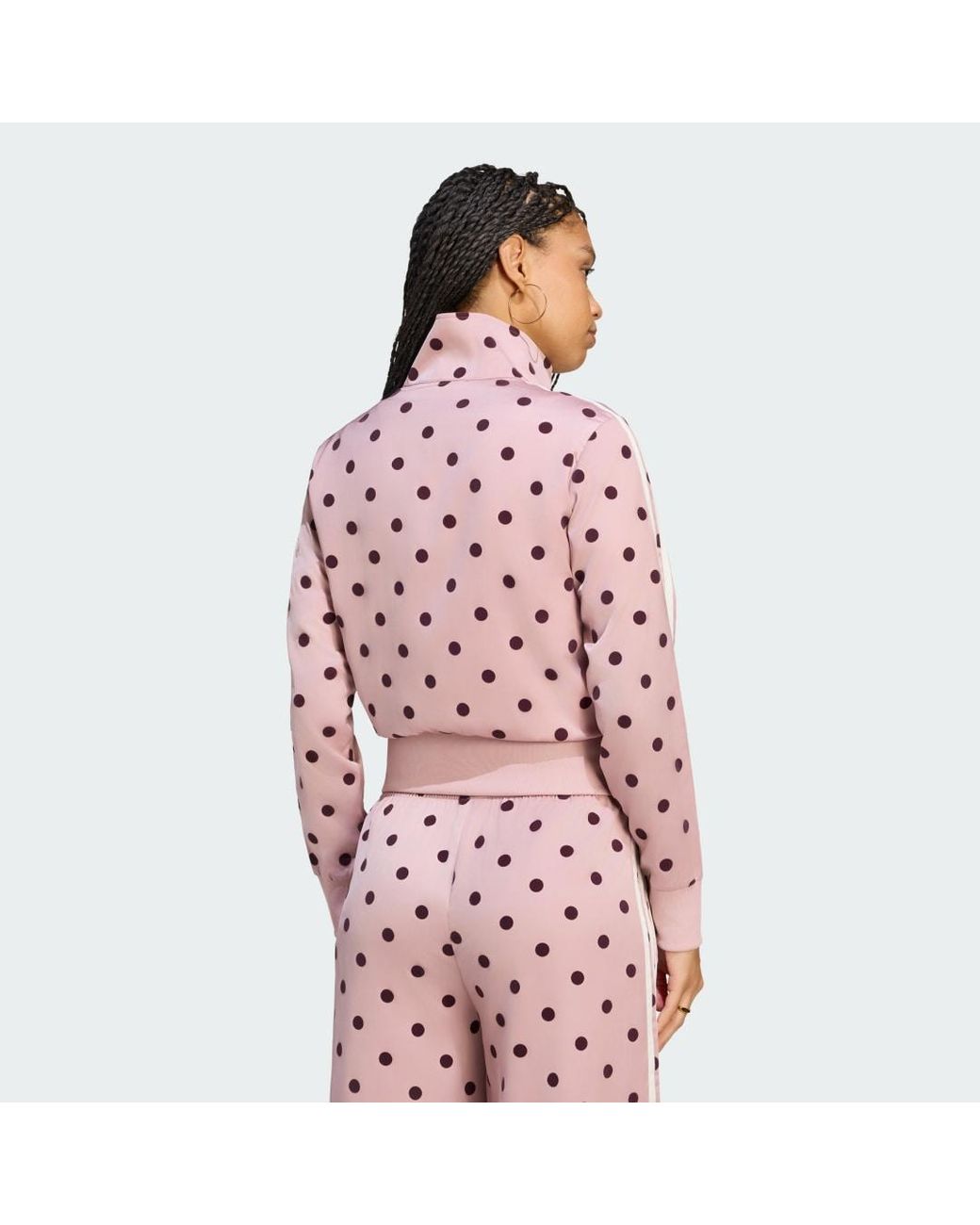 Adidas Originals Pink Satin Polka Dots Tt Track Top