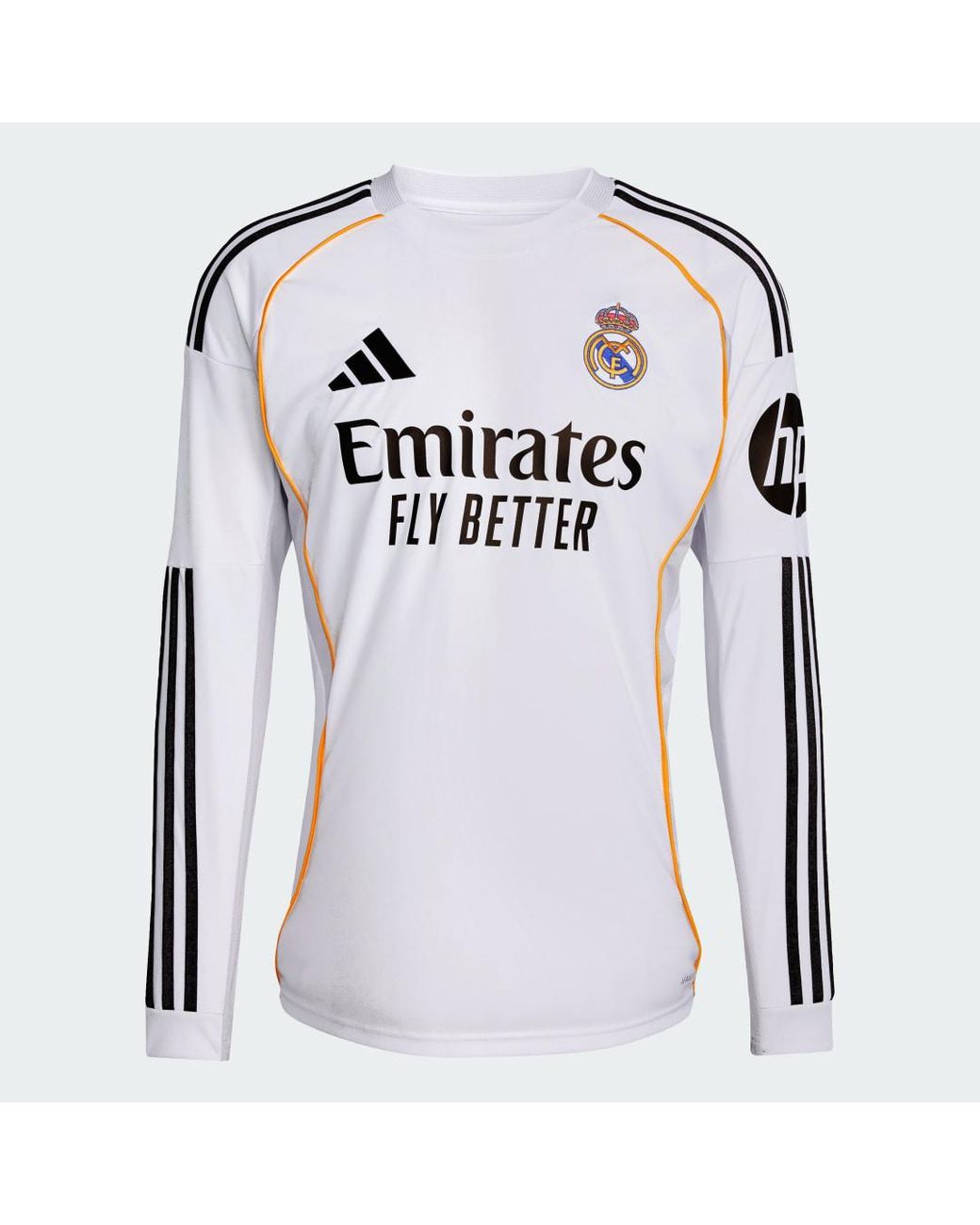 Adidas White Real Madrid 25/26 Long Sleeve Home Jersey for men