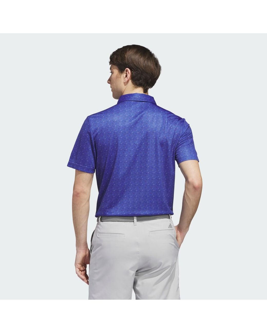 Adidas Blue Performance Print Polo Shirt for men