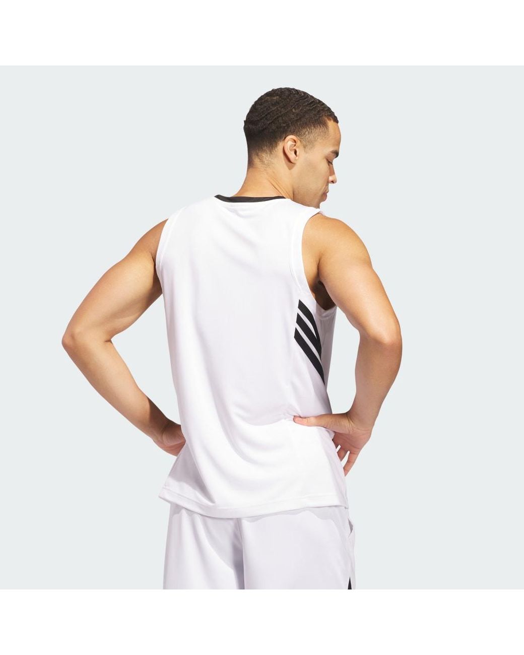 Adidas White 3-stripes Basketball Tank Top for men