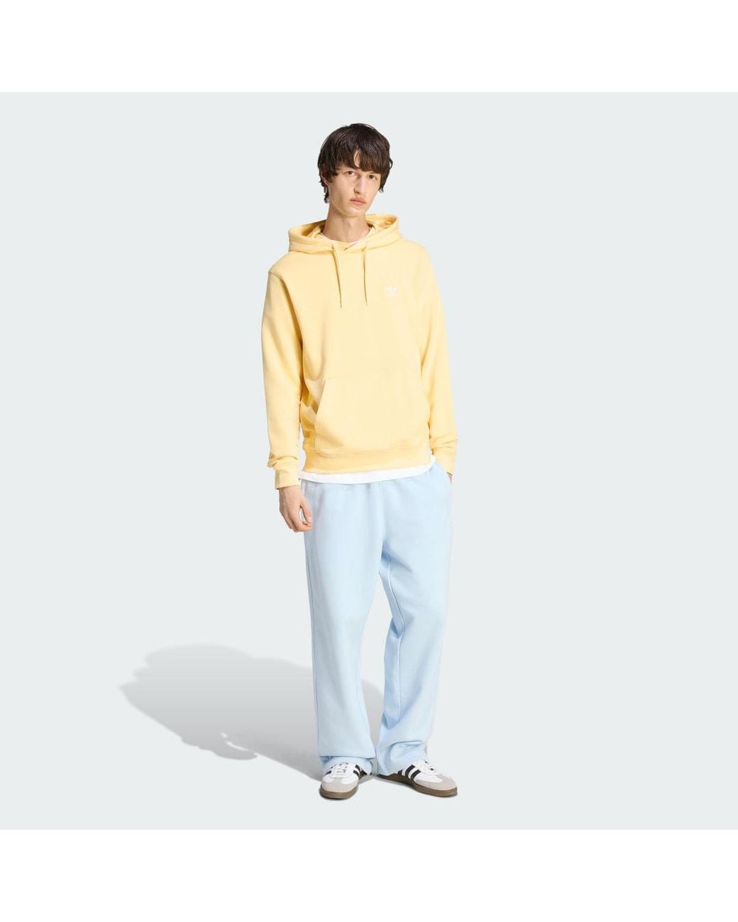 Adidas Yellow Trefoil Essentials Hoodie French Terry for men