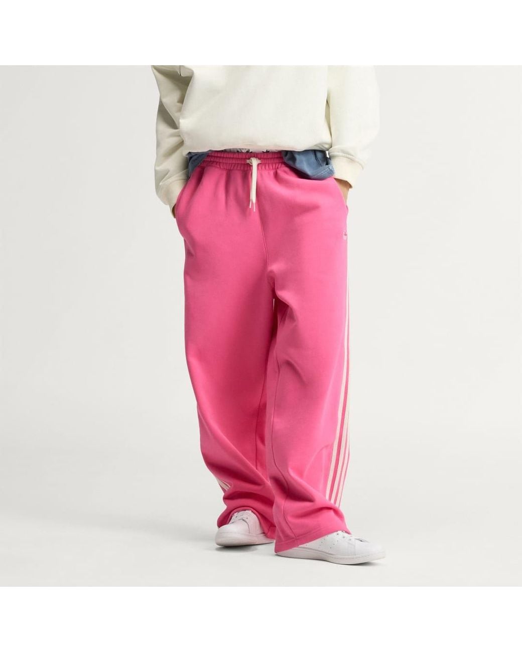 Adidas Pink Adisignature 3 Stripes Open Hem Sweatpants