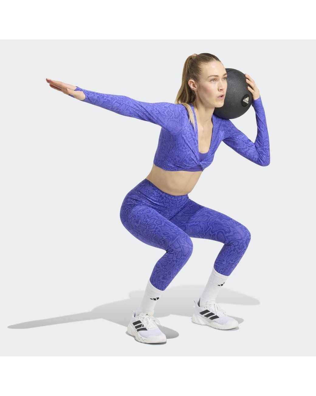 Adidas Blue Optime Primelift Snake 7/8 Leggings