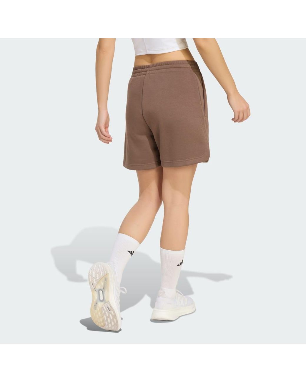 Adidas Natural 3 Stripes Studio Fleece Loose Shorts