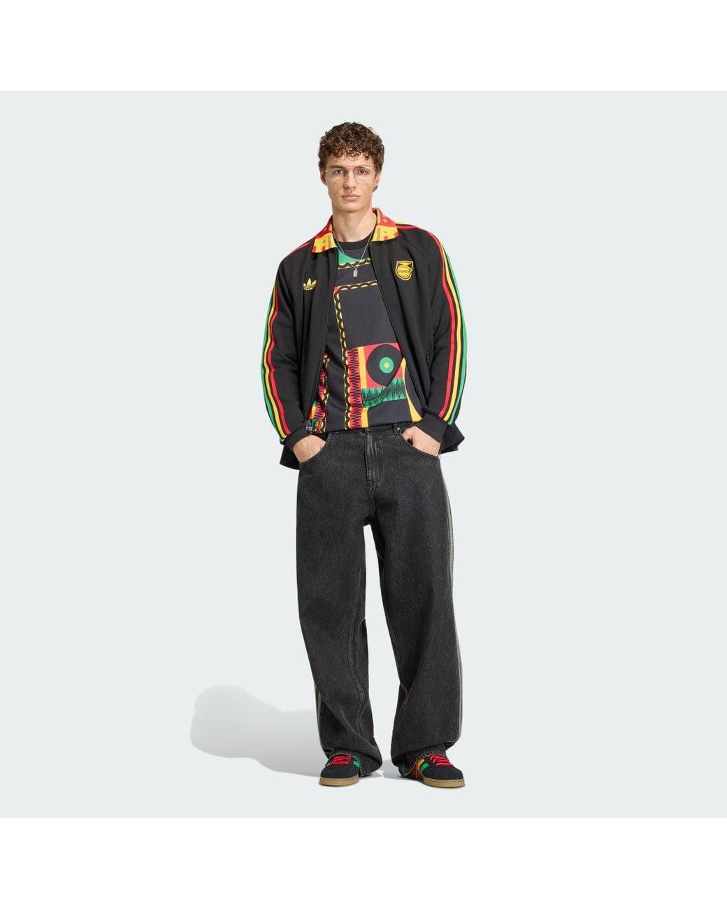 Adidas Originals Black Jamaica National Team Anthem Full-Zip Jacket for men