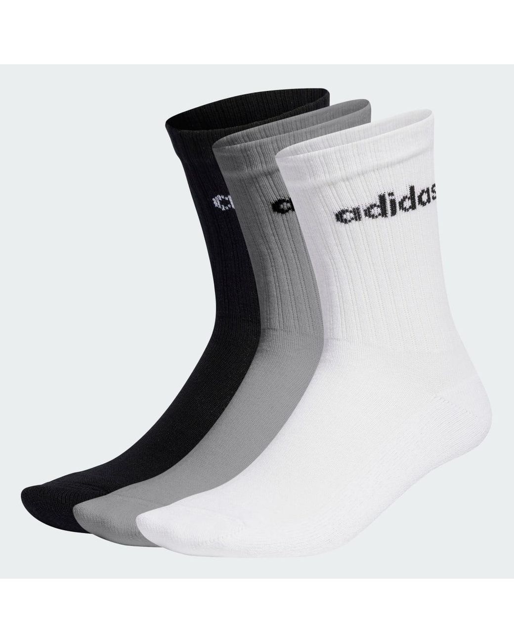 Adidas Black Linear Crew Cushioned Socks 3 Pairs