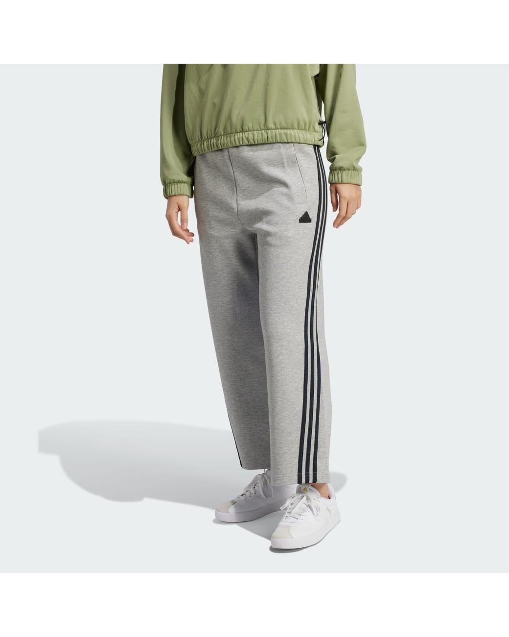 Adidas Gray Future Icons 3-Stripes Open Hem Joggers