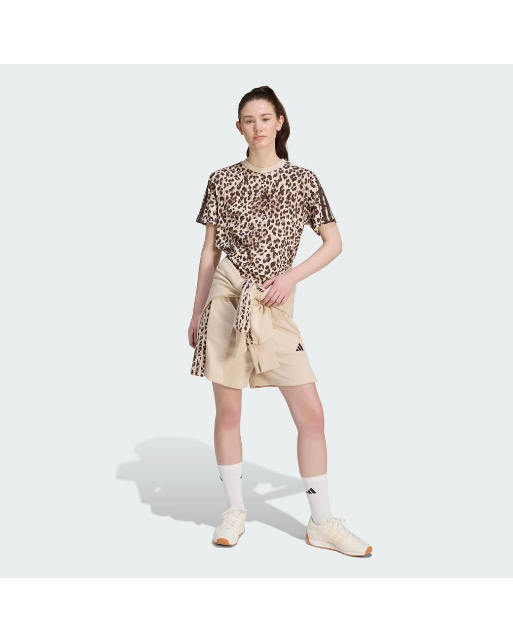 Adidas Natural Seasonal Essentials 3-Stripes Animal Print Shorts