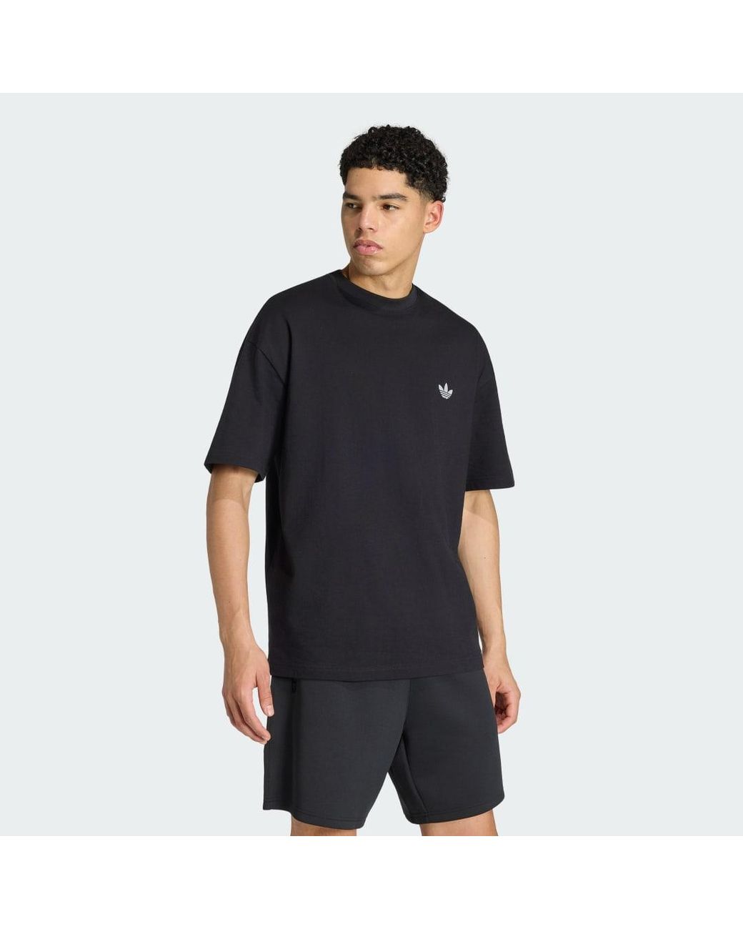 Adidas Black Trefoil Essentials Spacer Loose T-Shirt for men