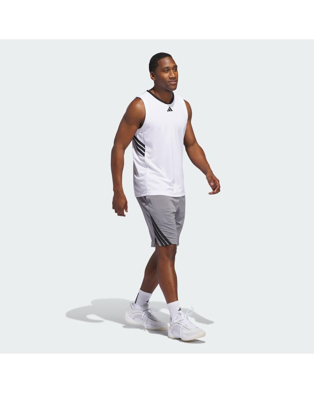 Adidas Gray Legends 3-Stripes Basketball Shorts for men