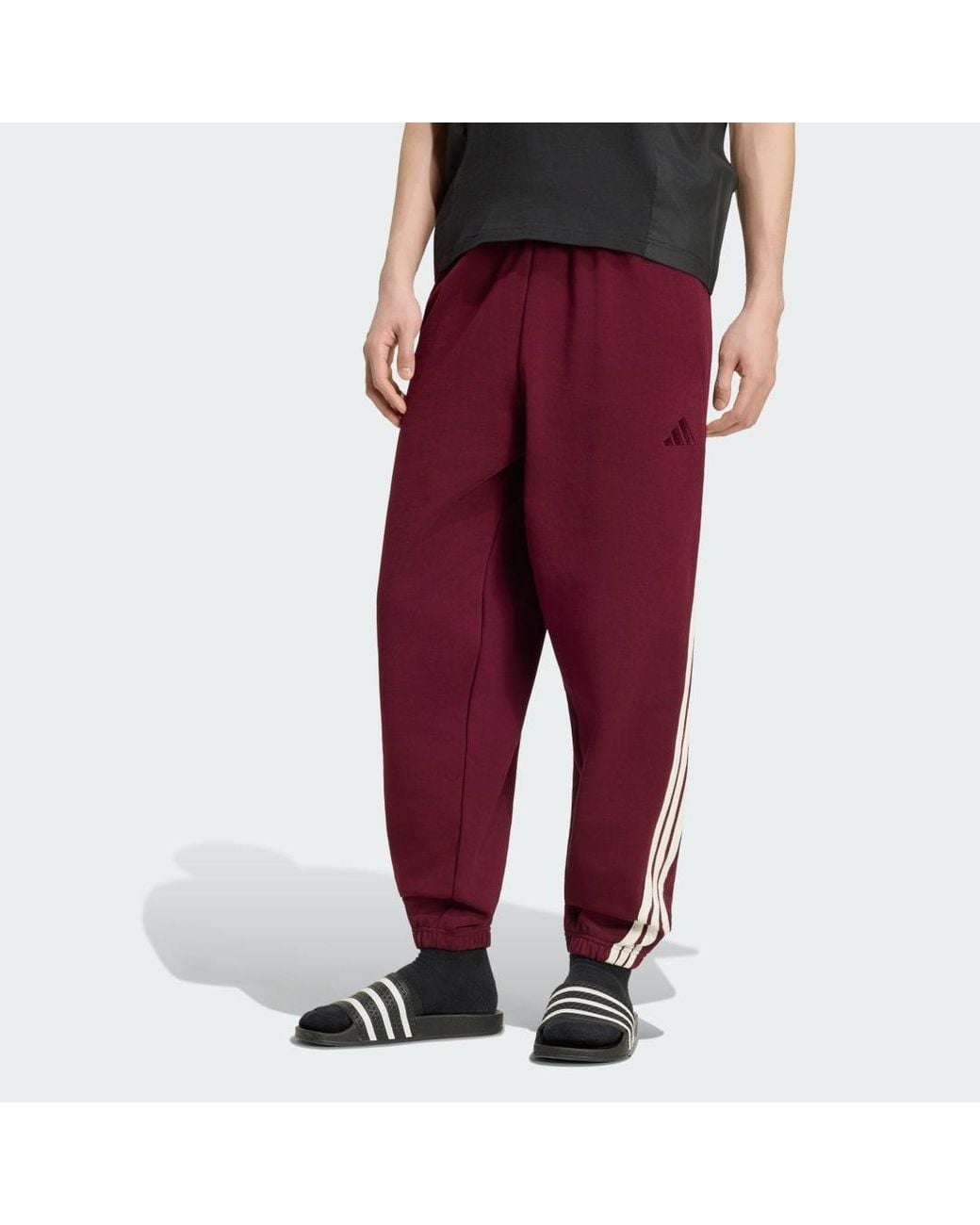 Adidas Red Kit 3-Stripes Regular Cuffed Joggers for men