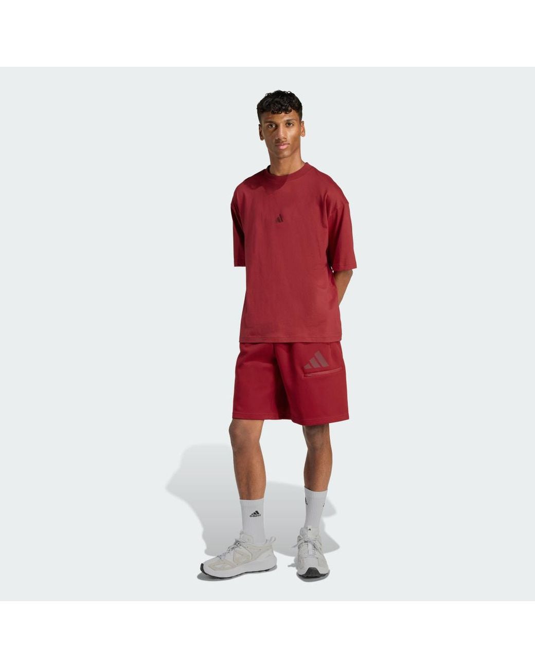 Adidas Red Future Icons 3 Bar Logo T-Shirt for men