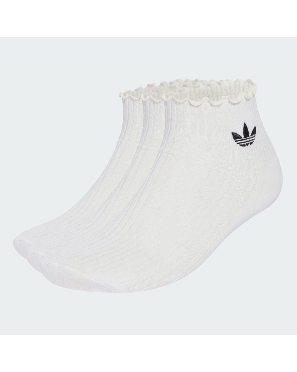 Adidas White Ruffle Quarter Socks 3 Pairs