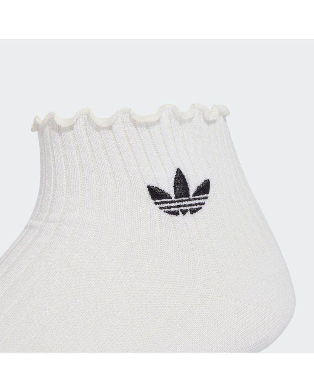 Adidas White Ruffle Quarter Socks 3 Pairs