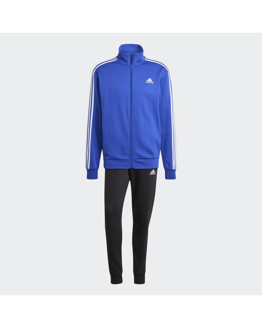 Adidas Blue Basic 3-Stripes Fleece Track Suit for men