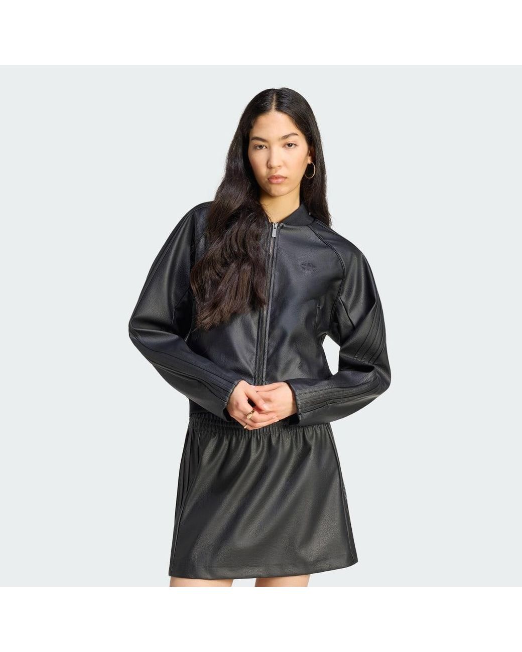 Adidas Black Pleather Sst Tracktop