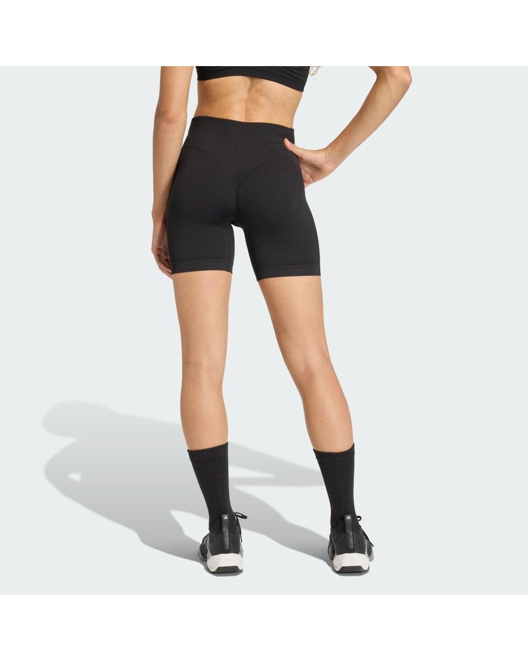 Adidas Blue Workout Essentials Knit Scrunch 5 Inch Leggings