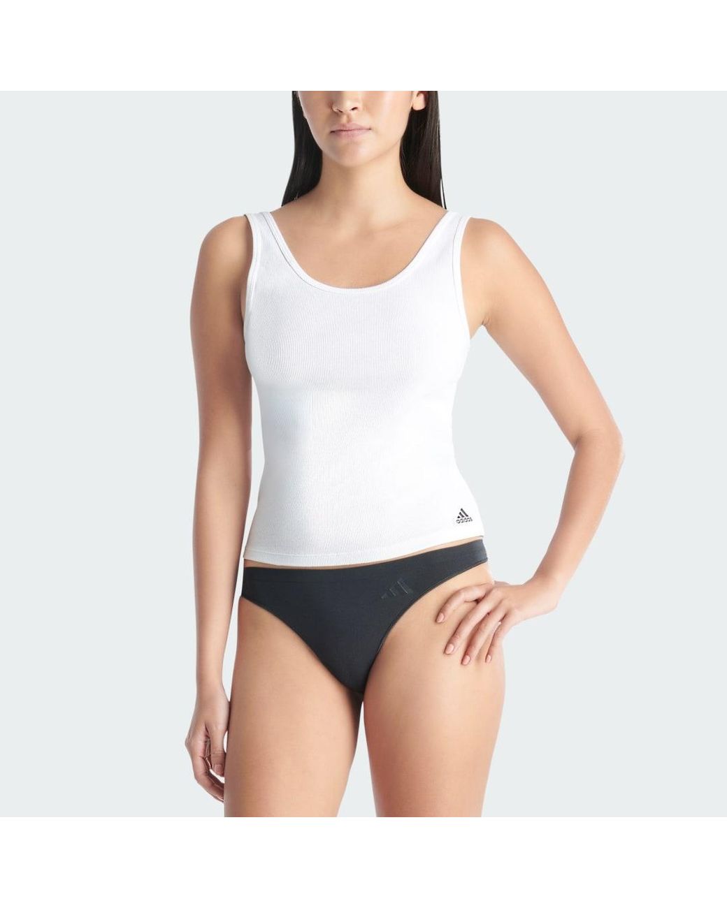 Adidas White Active Seamless 3 Pack Thong Underwear