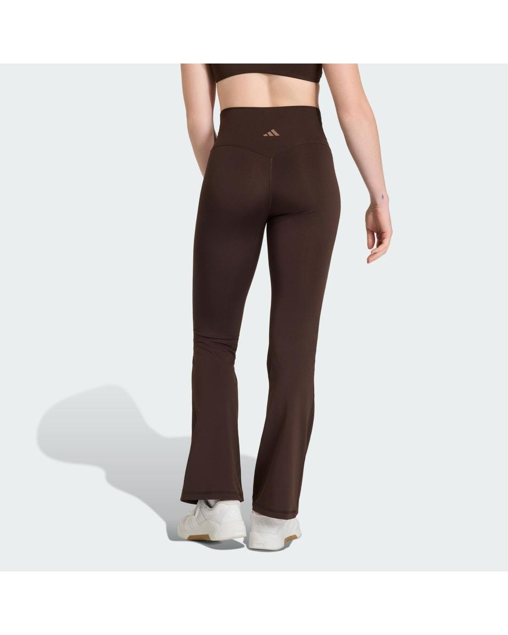 Adidas Brown 3-Stripes Studio All Me Flare X-Over Leggings