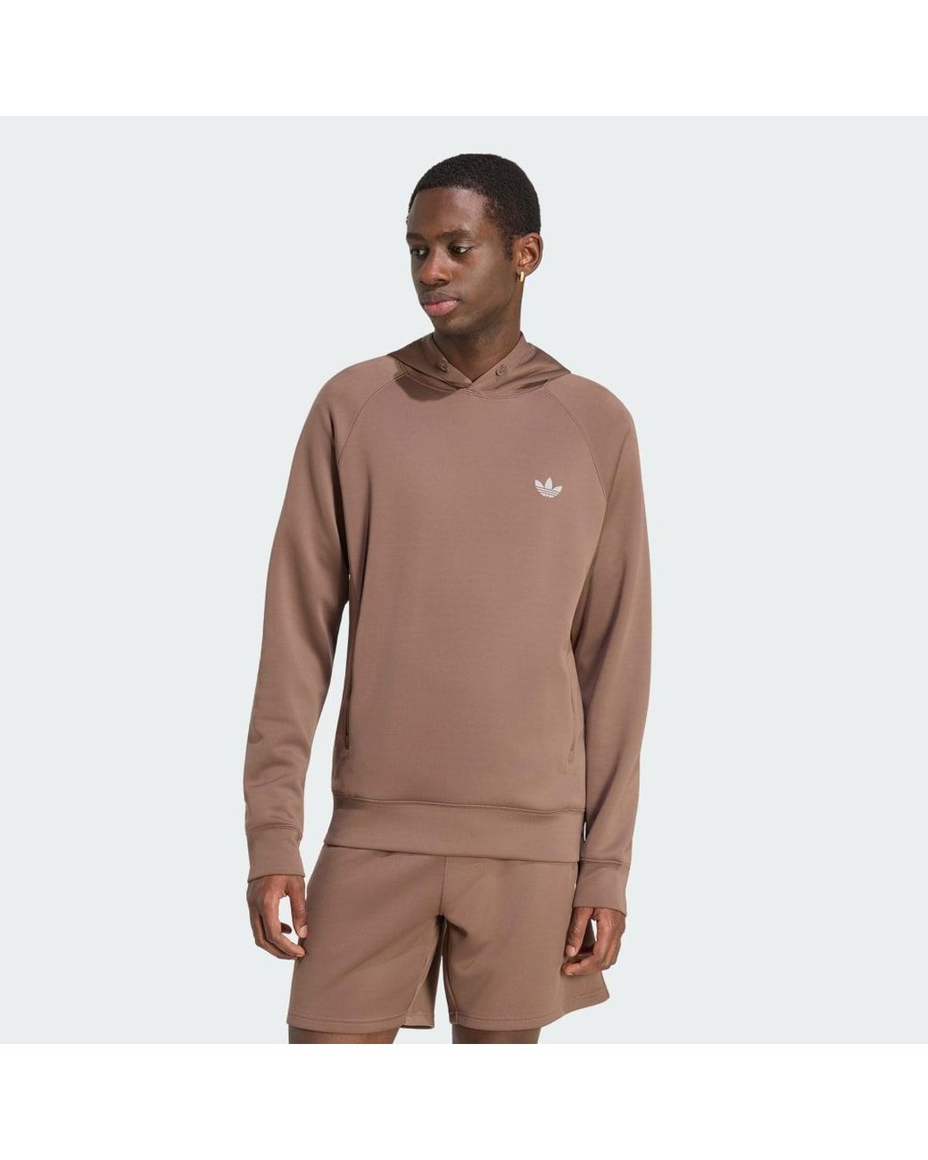 Adidas Brown Trefoil Essentials Spacer Hoodie for men