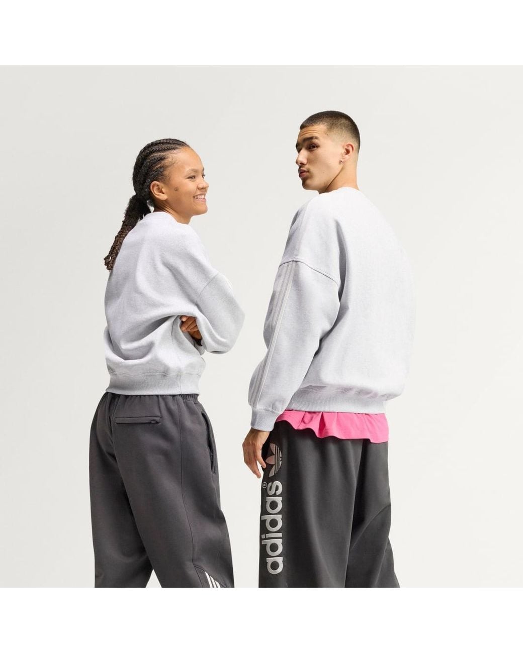 Adidas White Adisignature 3 Stripes Crewneck Sweatshirt