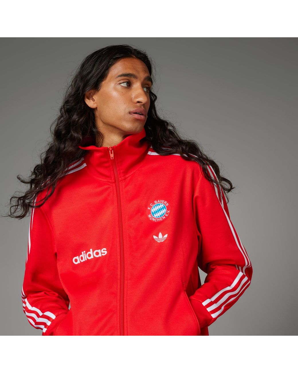 Adidas beckenbauer sales track top red