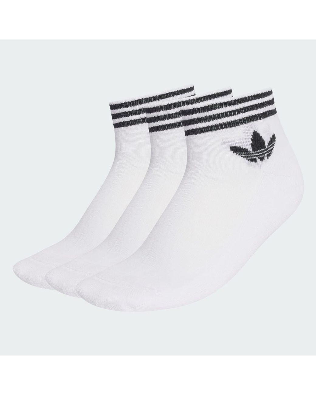 Adidas White Trefoil Ankle Socks 3 Pairs