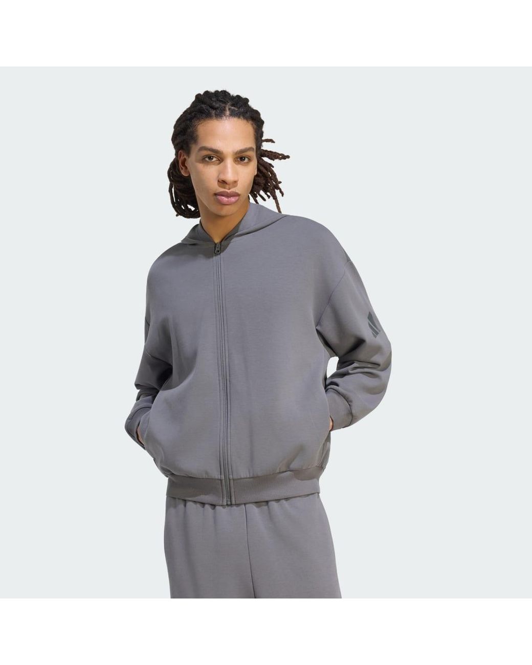 Adidas Gray Soft Lux Full-zip Hoodie for men
