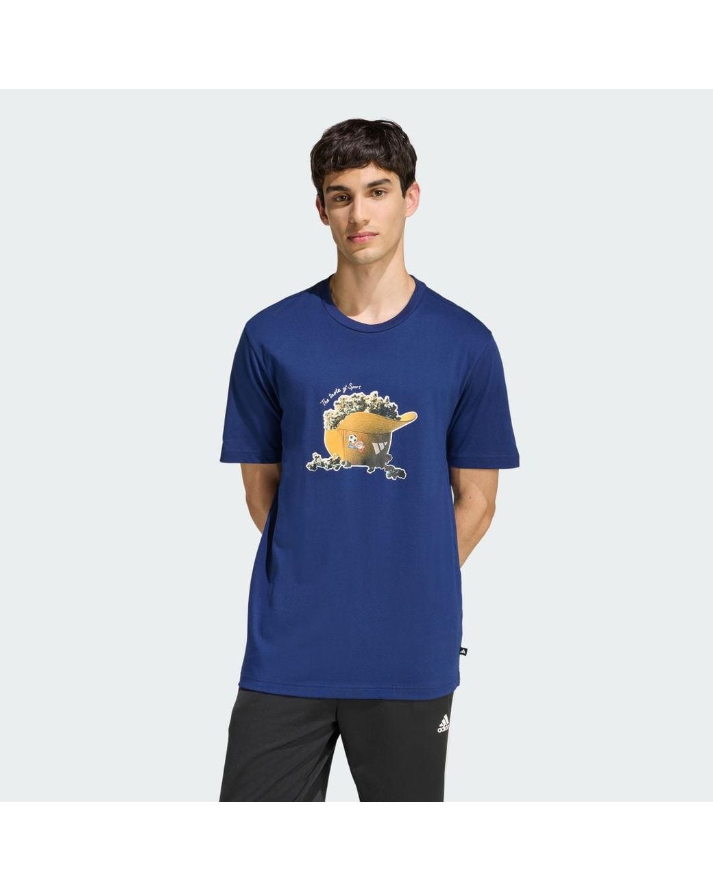 Adidas Blue Snack Popcorn Graphic T-Shirt for men