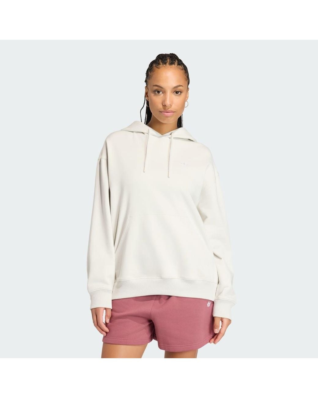 Adidas White Essentials Loose French Terry Hoodie