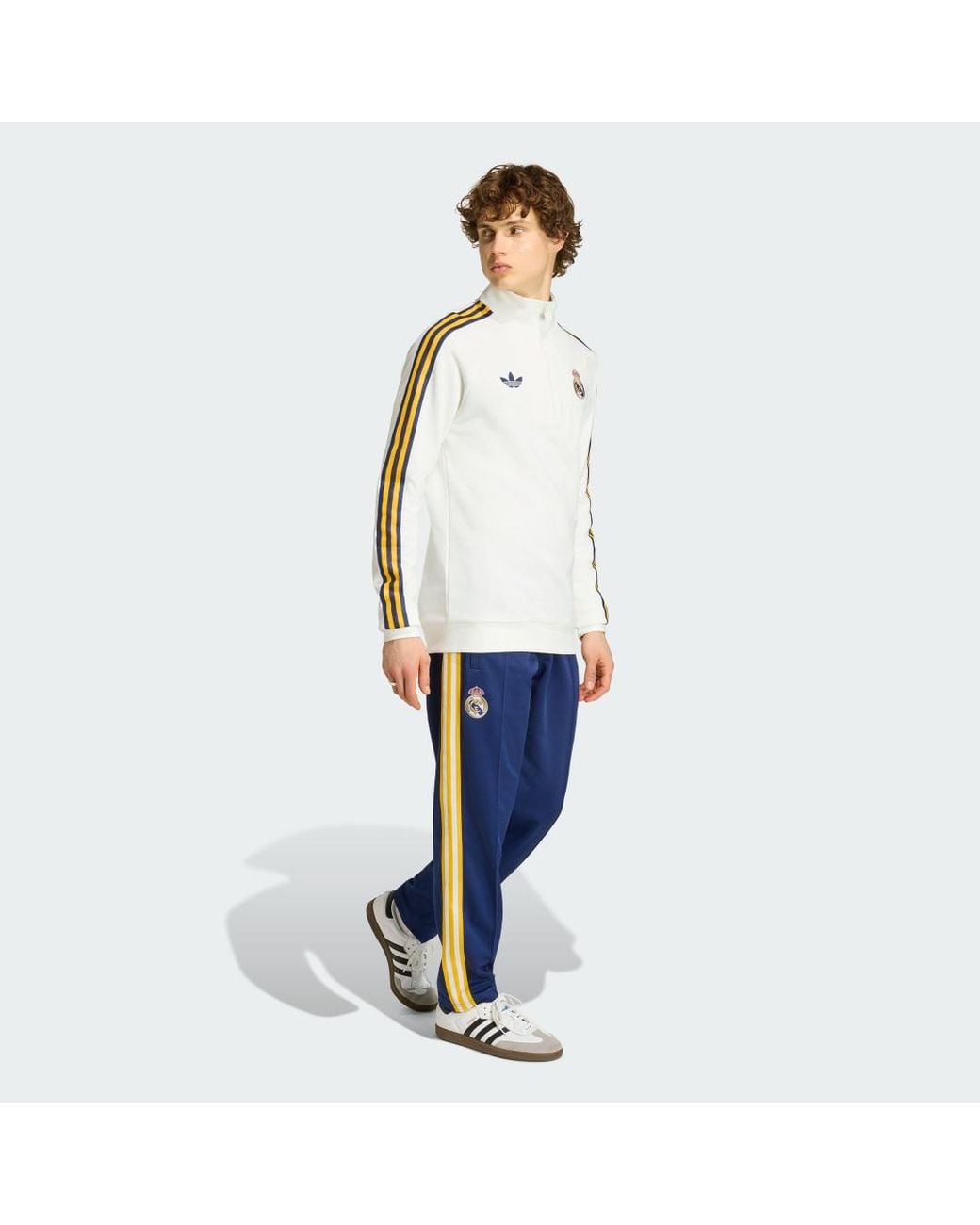 Adidas White Real Madrid Originals Half Zip Top for men