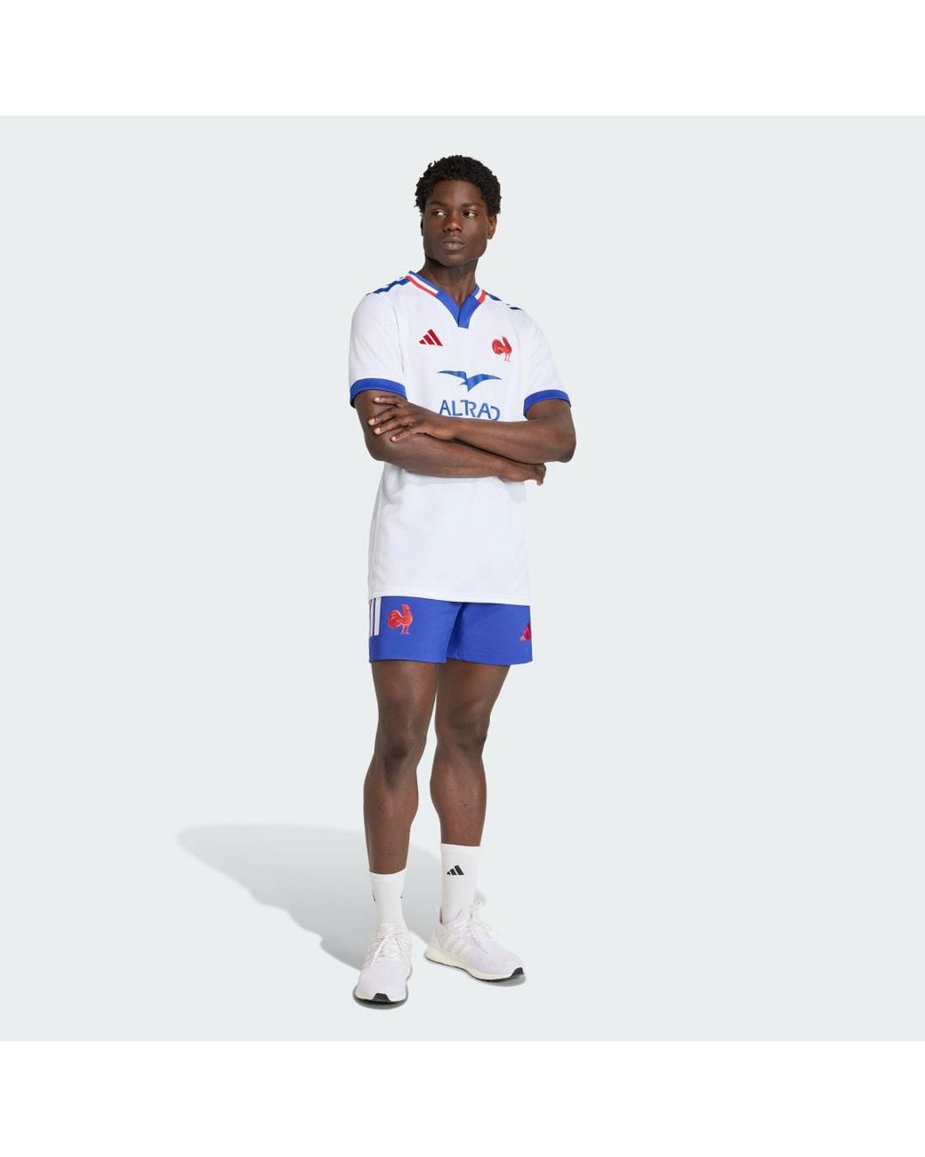 Adidas Blue France Rugby Replica Playing Shorts for men