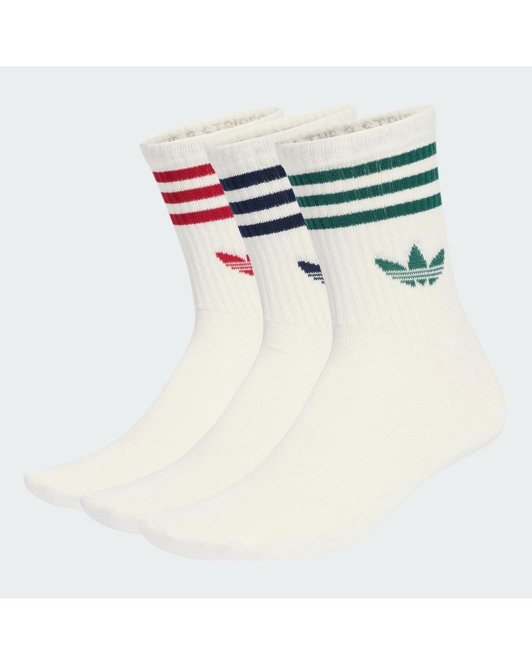 Adidas White 3-Stripes Crew Socks 3 Pairs